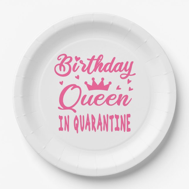 Prato De Papel Rainha de Aniversário em Quarentena (Frente)
