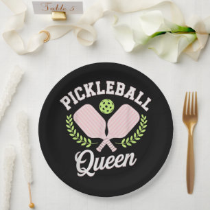 Prato De Papel Rainha de Pickleball Divertido Jogador de Pickleba