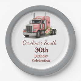 Prato De Papel Rainha do Caminhão de Aniversário