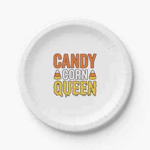 Prato De Papel Rainha do Candy Corn Design de Camiseta Vintage de
