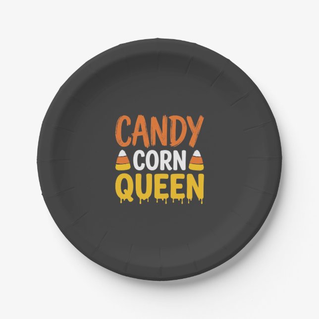 Prato De Papel Rainha do Candy Corn Gráfico de Halloween_1 (Frente)
