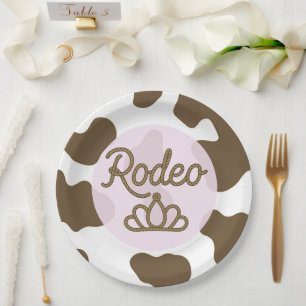 Prato De Papel Rainha do Rodeio Coroa Tiara Country Western Rosa
