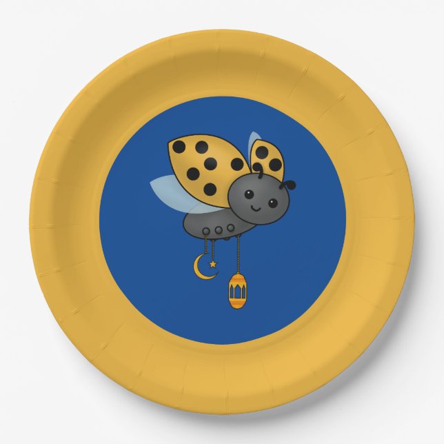 Prato De Papel Ramadan Ladybug Lanternas (Frente)