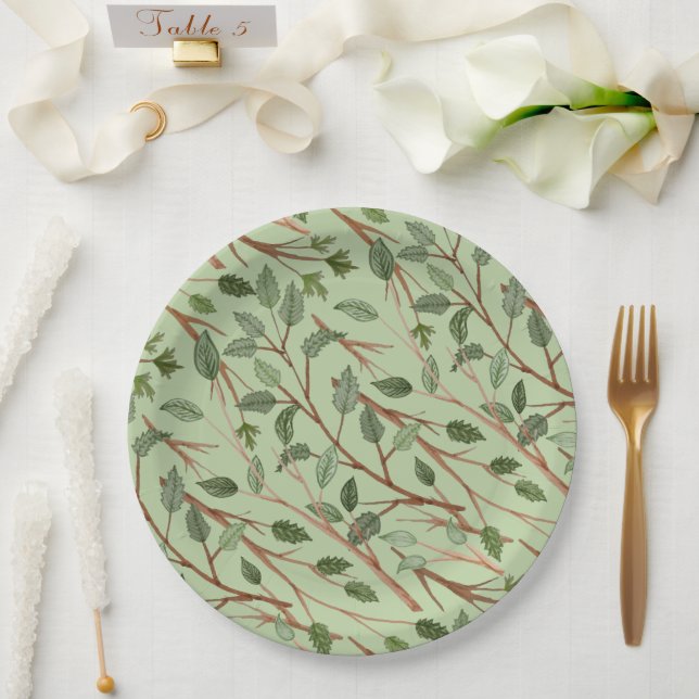 Prato De Papel Ramificações de granulação de aquarela (Casamento)