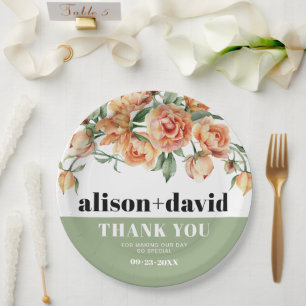 Prato De Papel Ramo com flores de rosa de pêssego, casamento flor