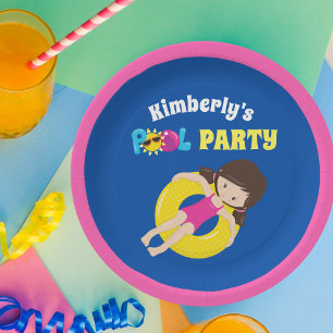 Prato De Papel Rapariga de Aniversário de Festa de Piscinas Pers