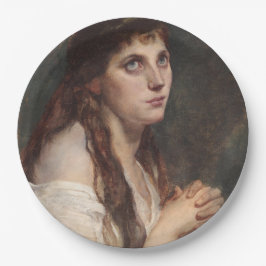 Prato De Papel Rapariga Elegante com Mãos Dobradas (Arte Vintage)