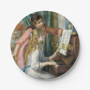 Prato De Papel Raparigas no piano - Pierre Renoir