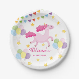 Prato De Papel Raparigas Whimsical Primeiro Feliz Cor-de-Rosa Uni