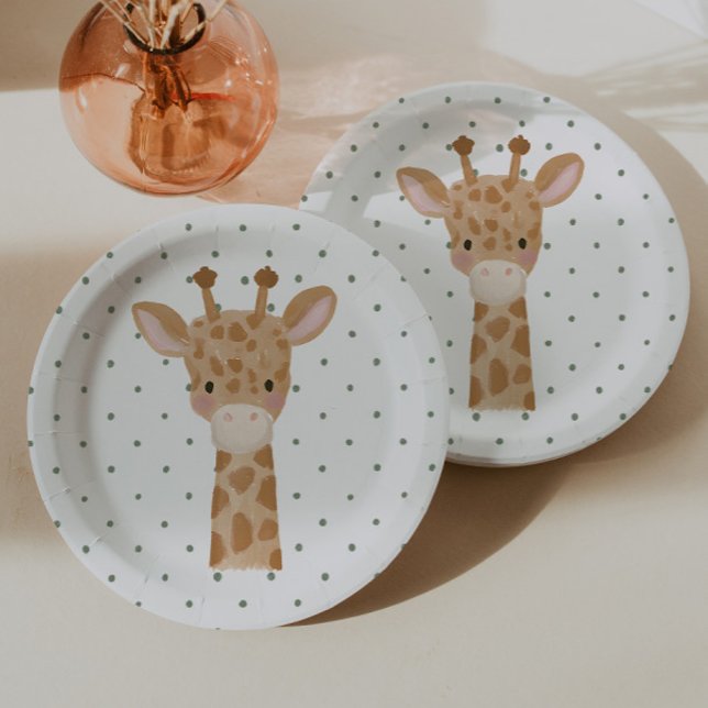 Prato De Papel Rapaz Selvagem Safari Girafa Bolinhas (Criador carregado)