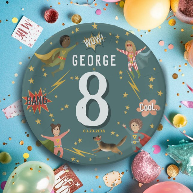 Prato De Papel Rapazes, moderno e Legal Aniversário de criança de (Criador carregado)