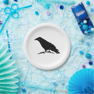 Prato De Papel Raven Black Bird Halloween Spooky Pintura