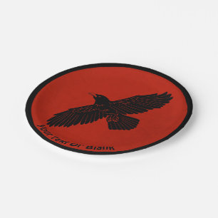 Prato De Papel Raven Em Vermelho