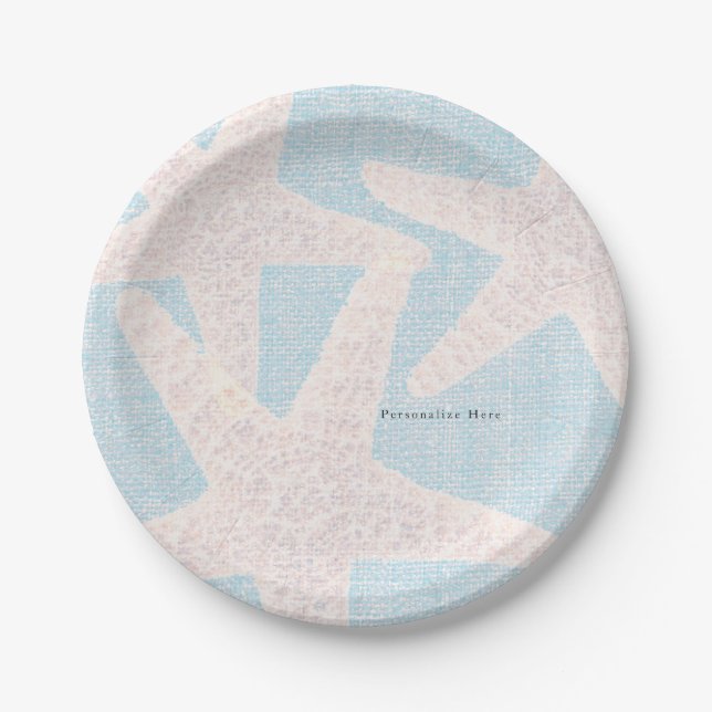 Prato De Papel Recepção da Festa na Praia com Estrela-do-Mar Bran (Frente)