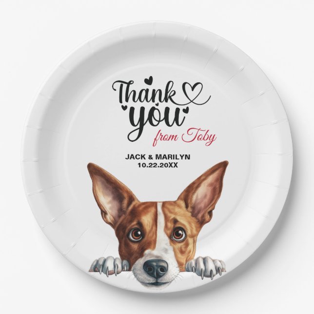 Prato De Papel Recepção de casamento de Cachorro Basenji (Frente)