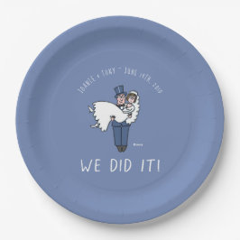 Prato De Papel Recepção de casamento de desenhos animados e bonit