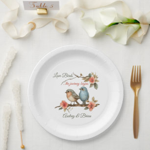 Prato De Papel Recepção de Casamento dos Pássaros do Amor