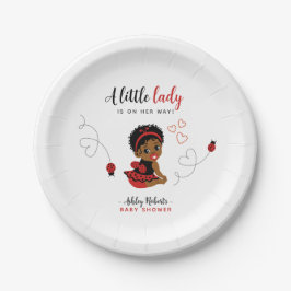 Prato De Papel Red and Black African American Ladybug Baby Shower