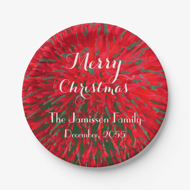 Prato De Papel Red and Green Personalised Felry Christmas Party (Frente)