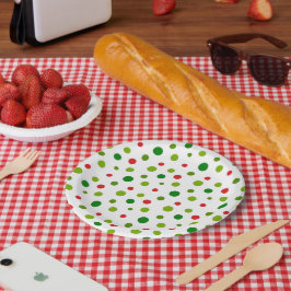 Prato De Papel Red and Green Polka Dot Christmas Paper Plate