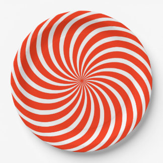 Prato De Papel Red and White Peppermint Candy Holiday Paper Plate