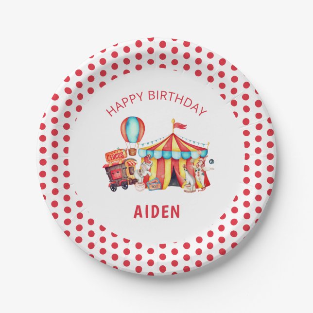 Prato De Papel Red Big Circus Happy Birday (Frente)