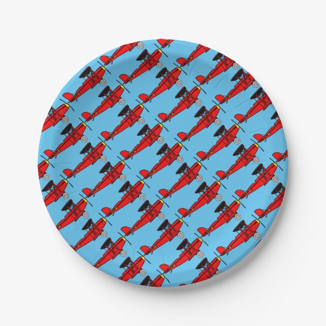 Prato De Papel Red Biplane (Frente)