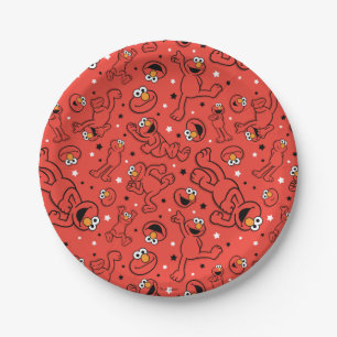 Prato De Papel Red Dancing Elmo Pattern