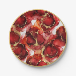 Prato De Papel Red Fire Pattern