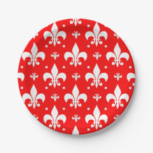 Prato De Papel Red Fleur-de-lis Design
