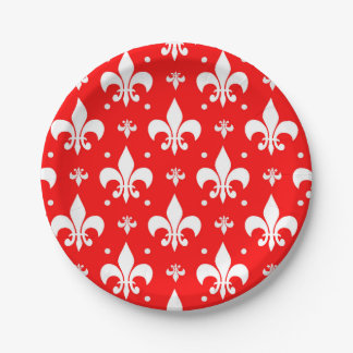 Prato De Papel Red Fleur-de-lis Design