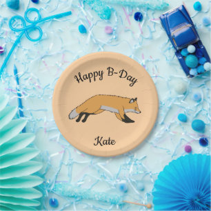 Prato De Papel Red Fox Happy Birday