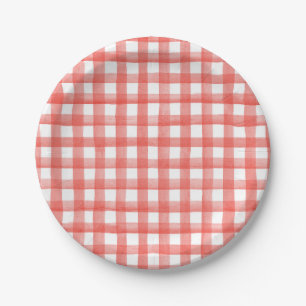 Prato De Papel Red Gingham