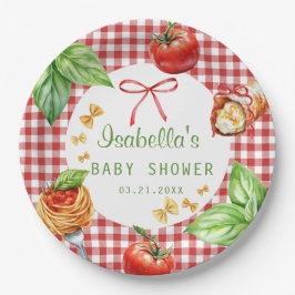 Prato De Papel Red Gingham Italy Holi Cannoli Baby Shower
