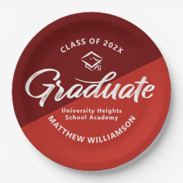 Prato De Papel Red Graduation Bold Retro Script Cap Icon Minimal