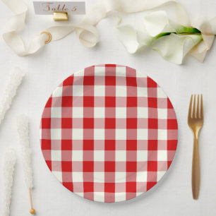 Prato De Papel Red & Ivory Cottagecore Gingham Check Xadrez