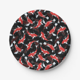 Prato De Papel Red Koi Fish Pattern