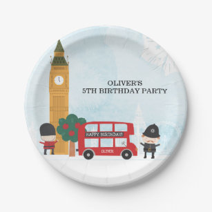 Prato De Papel Red London Bus & Clock Tower Aniversário de crianç