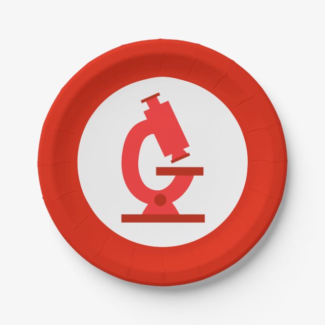 Prato De Papel Red Microscope Science Party (Frente)