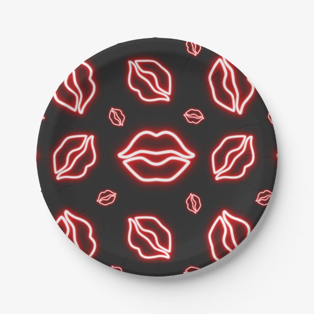Prato De Papel Red Neon Kiss (Frente)