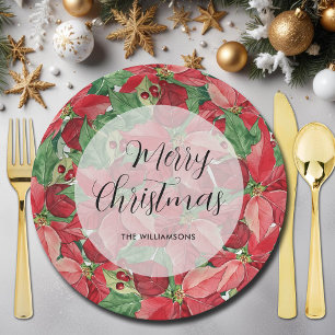 Prato De Papel Red Poinsettias Natal