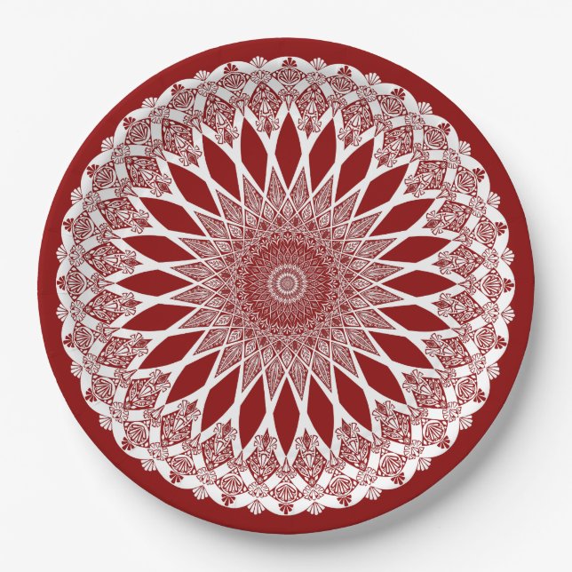 Prato De Papel Red Raspberry Tristyns Mandala (Frente)