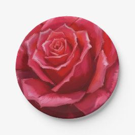 Prato De Papel Red Rose Watercolor Formal Floral Wedding