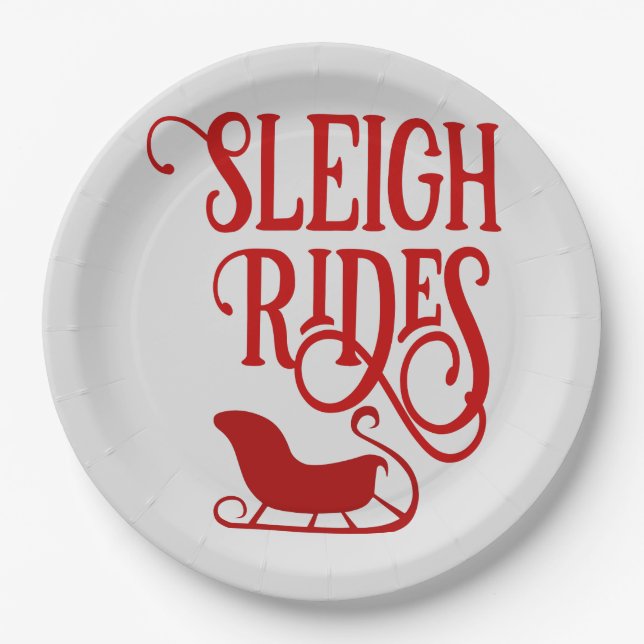 Prato De Papel Red Sleigh Rides Holiday Party (Frente)