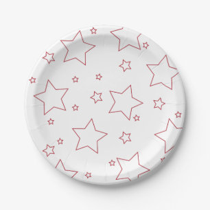 Prato De Papel Red Stars 4º de julho - Placa de Papel