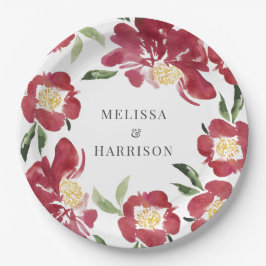 Prato De Papel Red Watercolor Peony Wedding