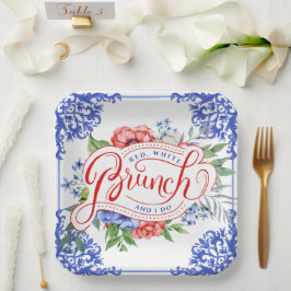 Prato De Papel Red, White e eu fazemos Bridal Floral Brunch | CHÁ