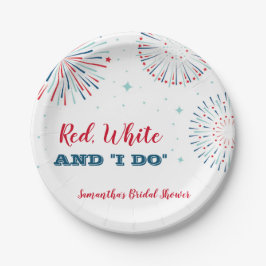 Prato De Papel Red, White e eu fazemos Chá de panela Placas