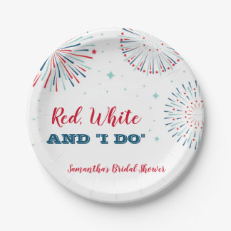 Prato De Papel Red, White e eu fazemos Chá de panela Placas