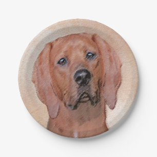Prato De Papel Redbone Coonhound Painting - Arte De Cachorro Orig